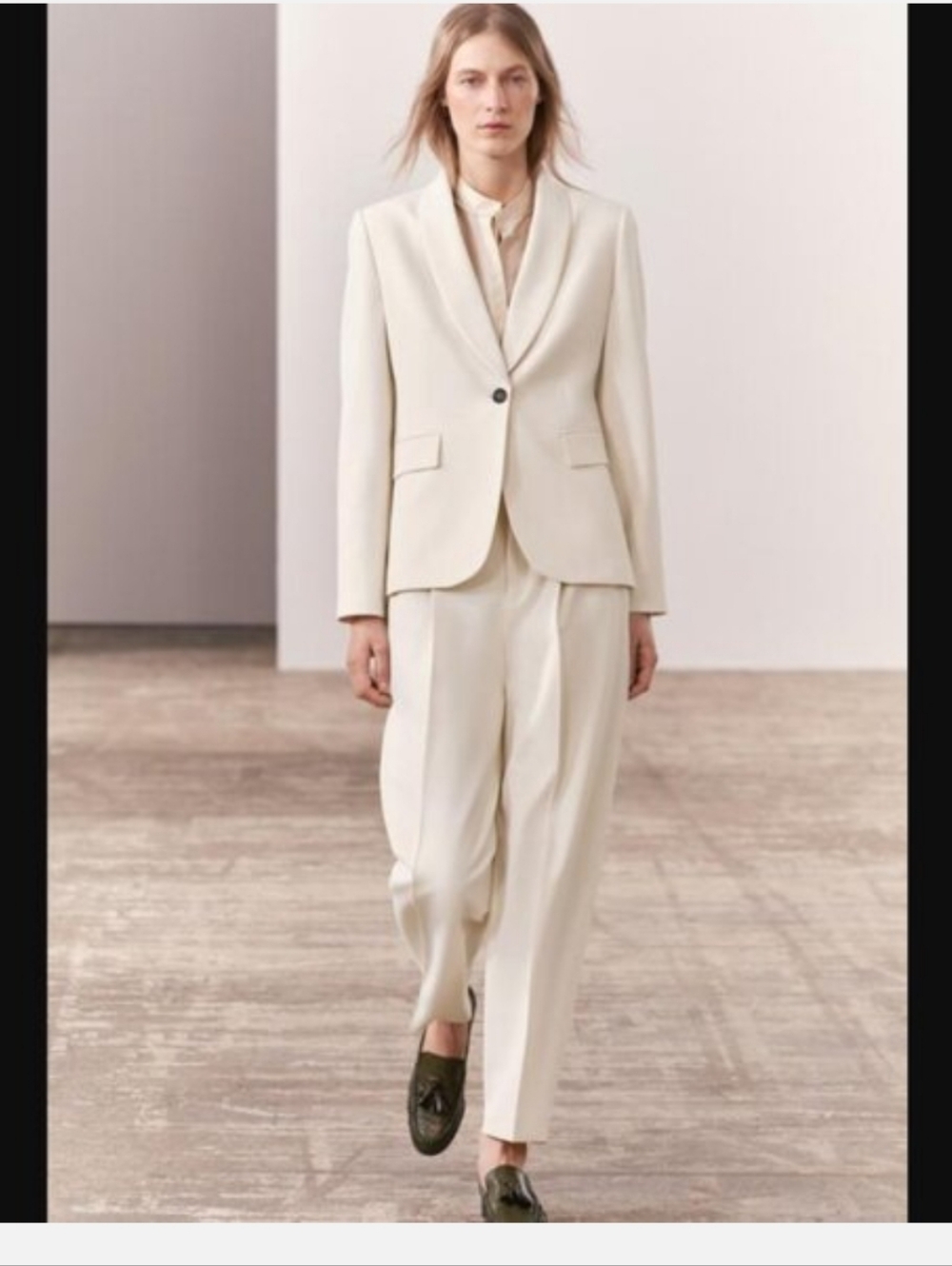 NWT Zara ZW COLLECTION TAILORED TUXEDO JACKET ECRU WHITE